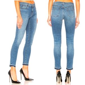 J Brand Women's Jeans 32 Delphi Light Wash Blue Raw Hem Mid Rise Skinny